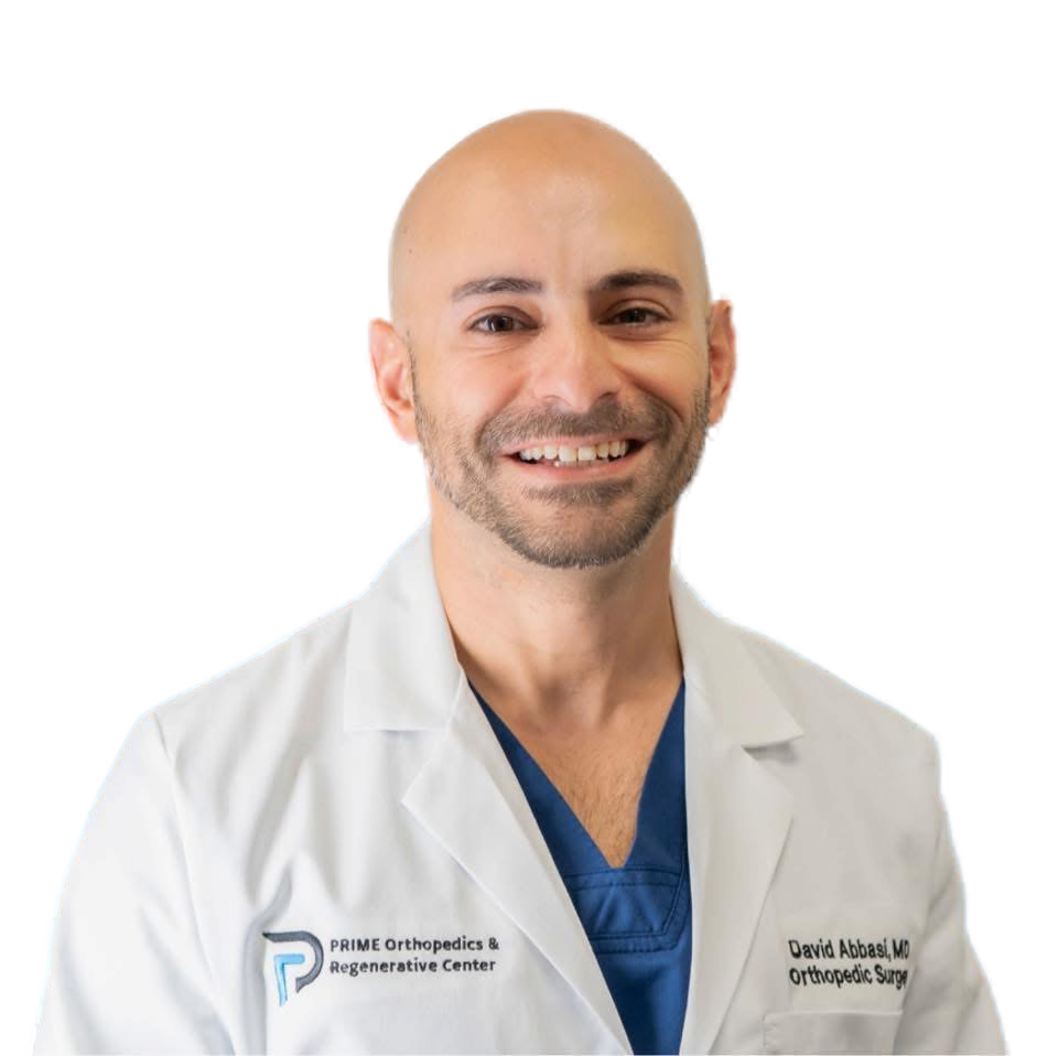 Dr. David Abbasi in his white coat